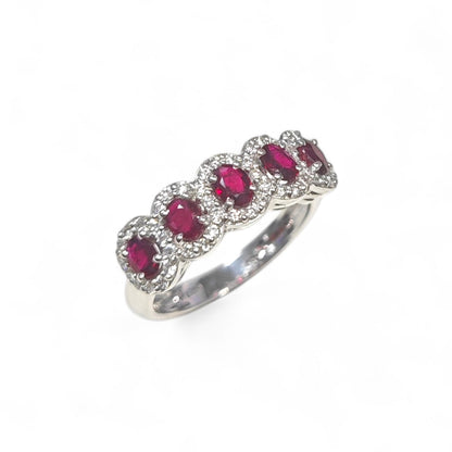 Anello Veretta con Rubini CT 1.00 e Diamanti CT 0.40