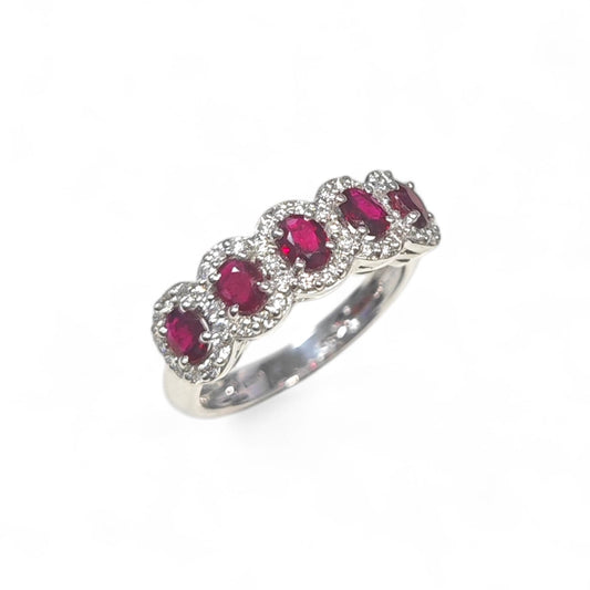 Anello Veretta con Rubini CT 1.00 e Diamanti CT 0.40