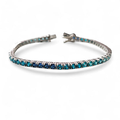 Bracciale tennis in Argento con zirconi blu e bianchi a sfumare cm 18 mm 3