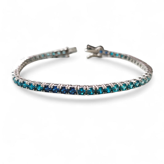 Bracciale tennis in Argento con zirconi blu e bianchi a sfumare cm 18 mm 3