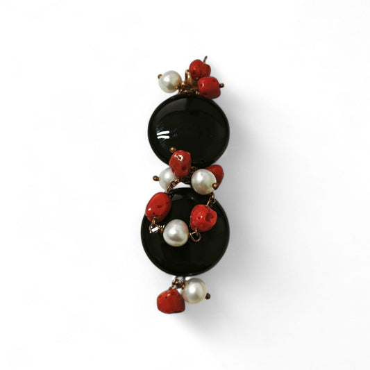 Pendente in Argento 925 Gialli con Pietre Dure e Perle