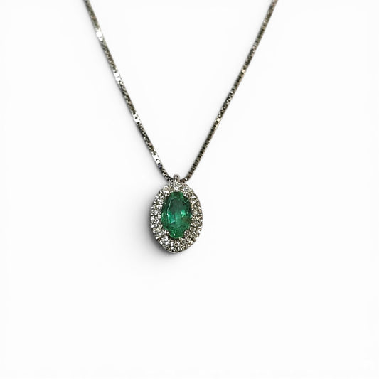 Pendente con Smeraldo CT 0.23 e Diamanti CT 0.07