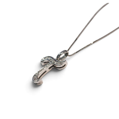 Pendente Lettera T in Oro Bianco 18kt con Diamanti CT 0.10