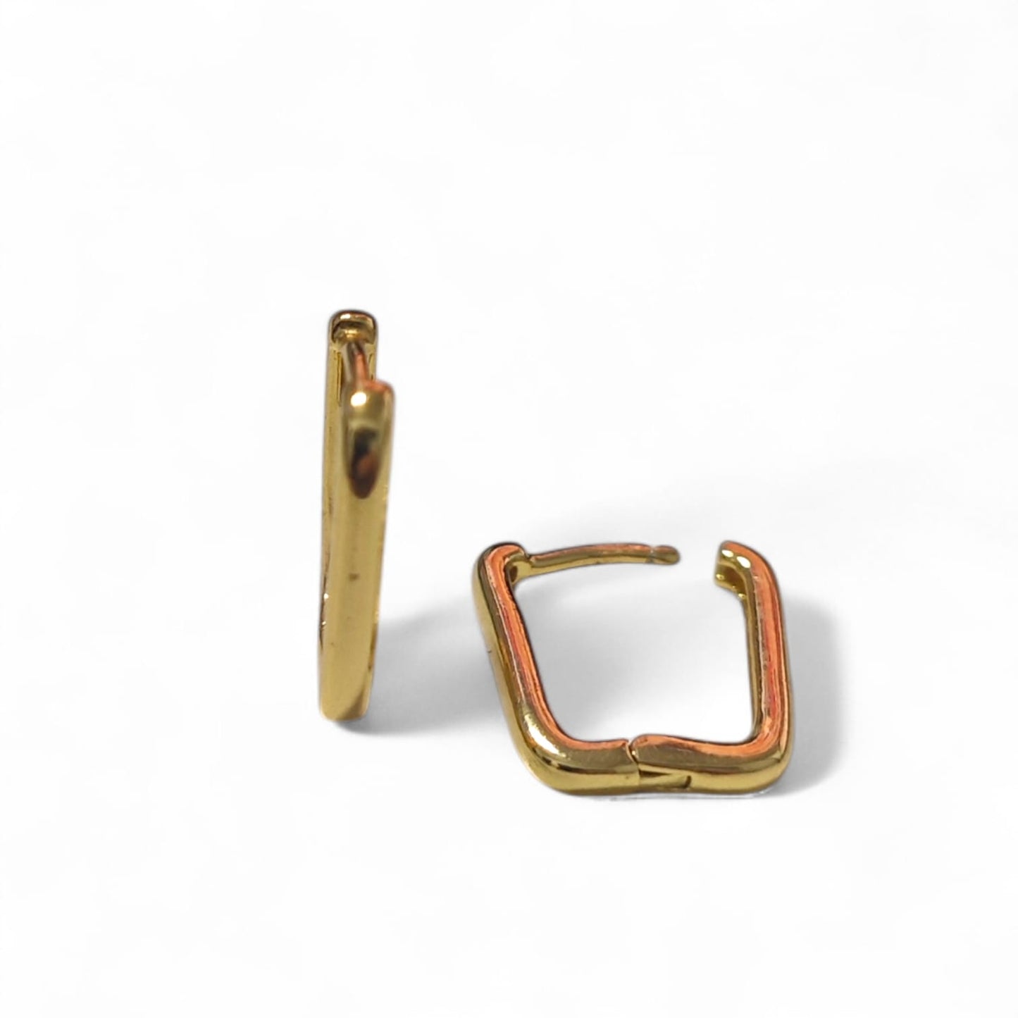 Orecchini a Cerchio Quadrato in Argento Dorato