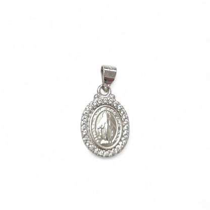 Ciondolo Medaglia Miracolosa in Argento 925 con Zirconi – Ovale