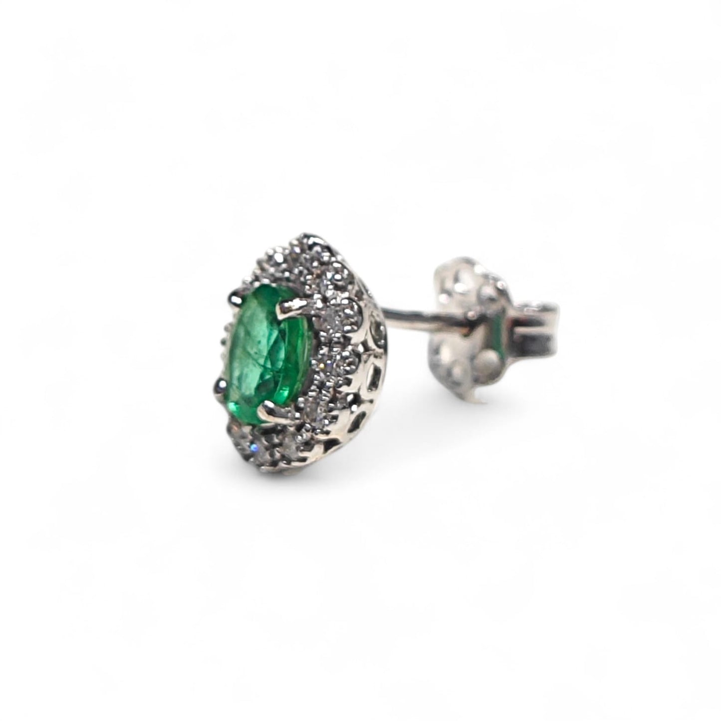 Orecchini con Diamanti CT 0.16 e Smeraldi CT 1.16