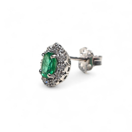 Orecchini con Diamanti CT 0.16 e Smeraldi CT 1.16