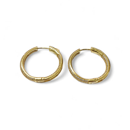 Orecchini in Argento Giallo con Zirconi MM 25