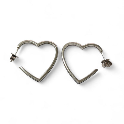 Orecchini in Argento Cuore grande con zirconi Neri