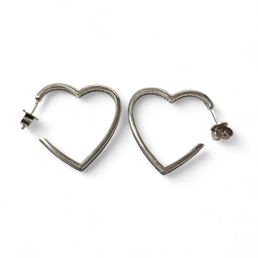 Orecchini in Argento Cuore grande con zirconi Neri