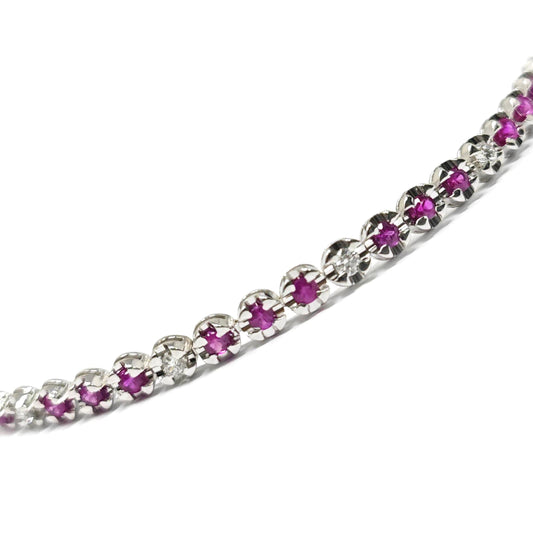 Bracciale Tennis con Rubini CT 1.70 e Diamanti CT 0.33