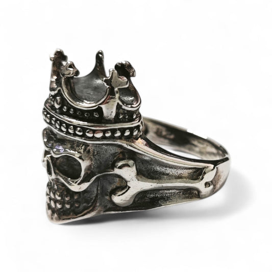 Anello Teschio con Corona in Argento 925 mis 24