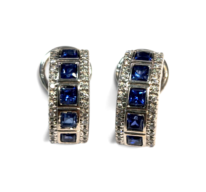 Orecchini in Oro 18kt con Zaffiri CT 1.42 e Diamanti CT 0.25