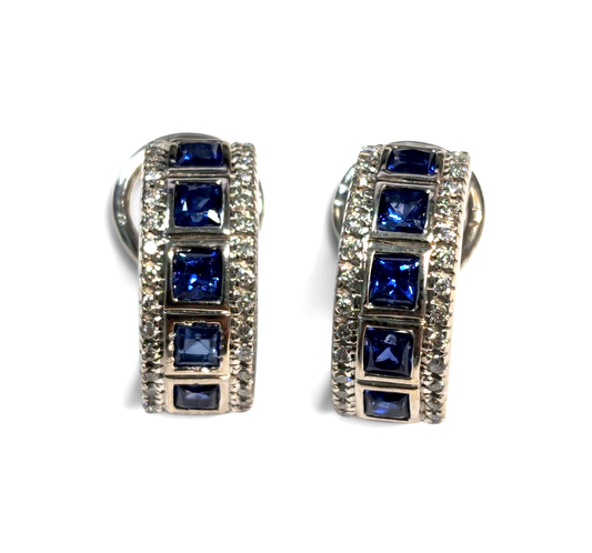 Orecchini in Oro 18kt con Zaffiri CT 1.42 e Diamanti CT 0.25
