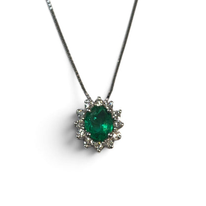 Pendente in Oro 18kt con Smeraldo CT 0.35 e Diamanti CT 0.20