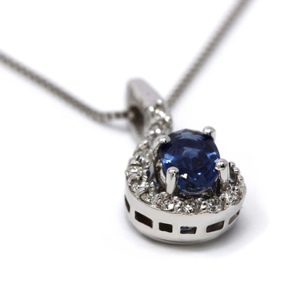 Pendente con Zaffiro CT 0.20 e Diamanti Bianchi CT 0.06