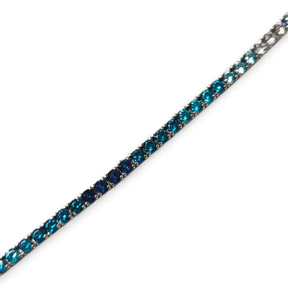 Bracciale tennis in Argento con zirconi blu e bianchi a sfumare cm 18 mm 3