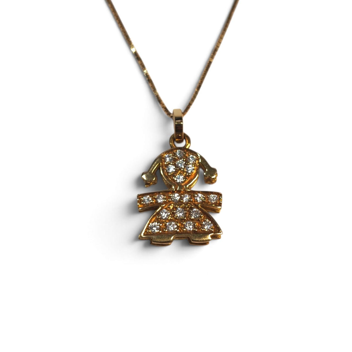 Pendente Bimba in Oro Giallo 18kt con 20 Diamanti CT 0.20