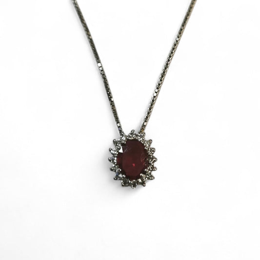 Pendente con Diamanti CT 0.16 e Rubino CT 0.80