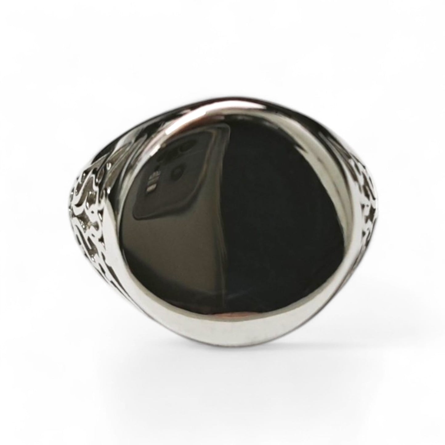 Anello Piastra Ovale con Laterali Scavati