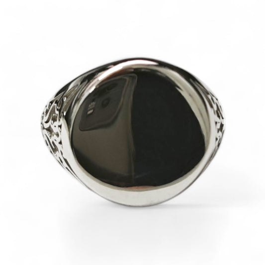 Anello Piastra Ovale con Laterali Scavati