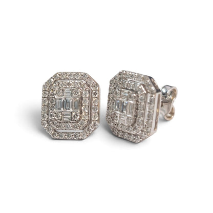 Orecchini in Oro Bianco 18kt Quadrati con Diamanti CT 0.87