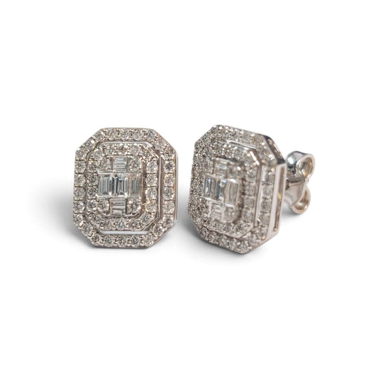 Orecchini in Oro Bianco 18kt Quadrati con Diamanti CT 0.87