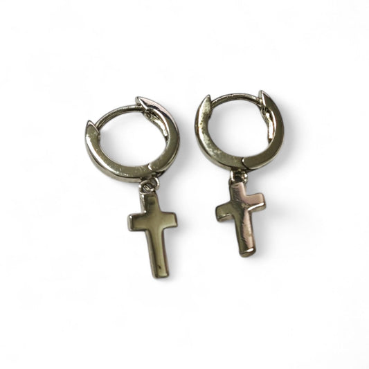 Orecchini in Argento con Croce Pendente cm 1