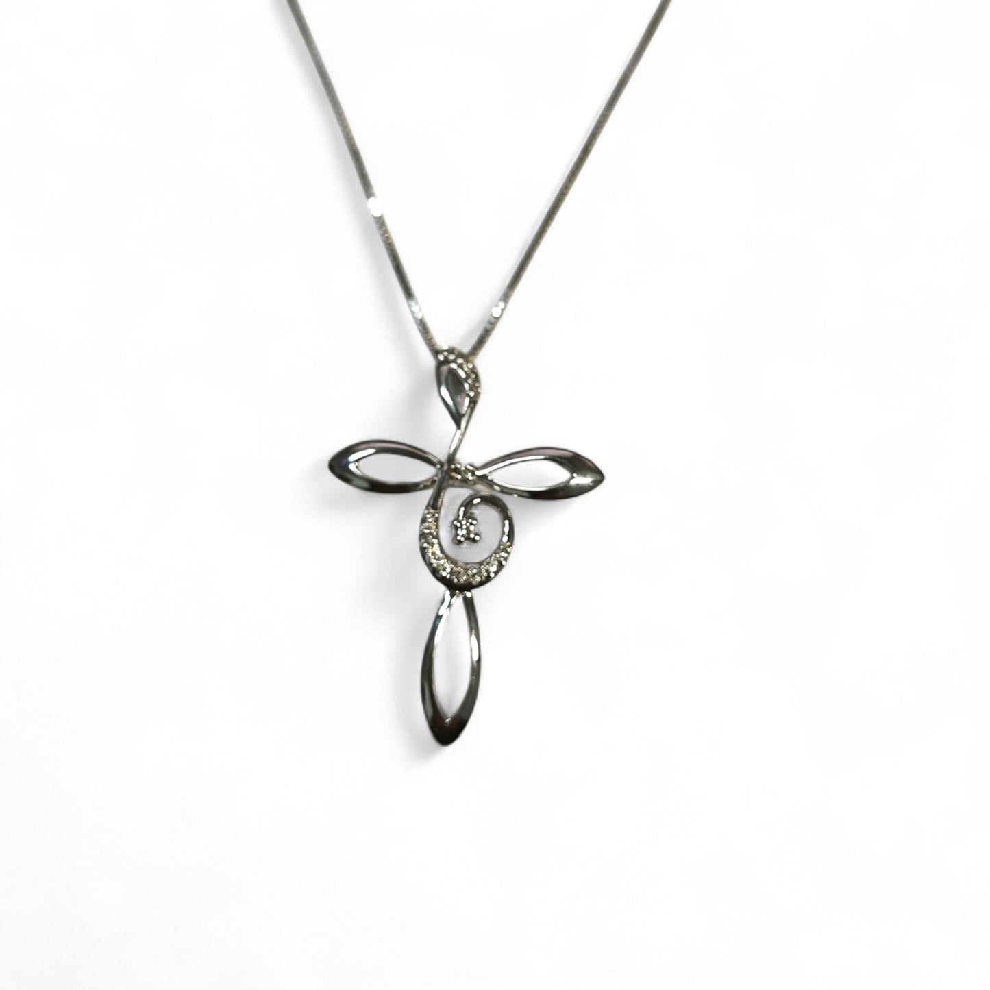 Pendente Croce Linea Floreale CT 0.11