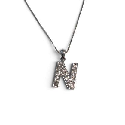 Pendente lettera N in Oro Bianco 18kt con Diamanti Bianchi CT 0.29