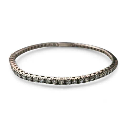 Bracciale Tennis Componibile in Argento con Zirconi Bianchi da 2 mm e Neri da mm 1