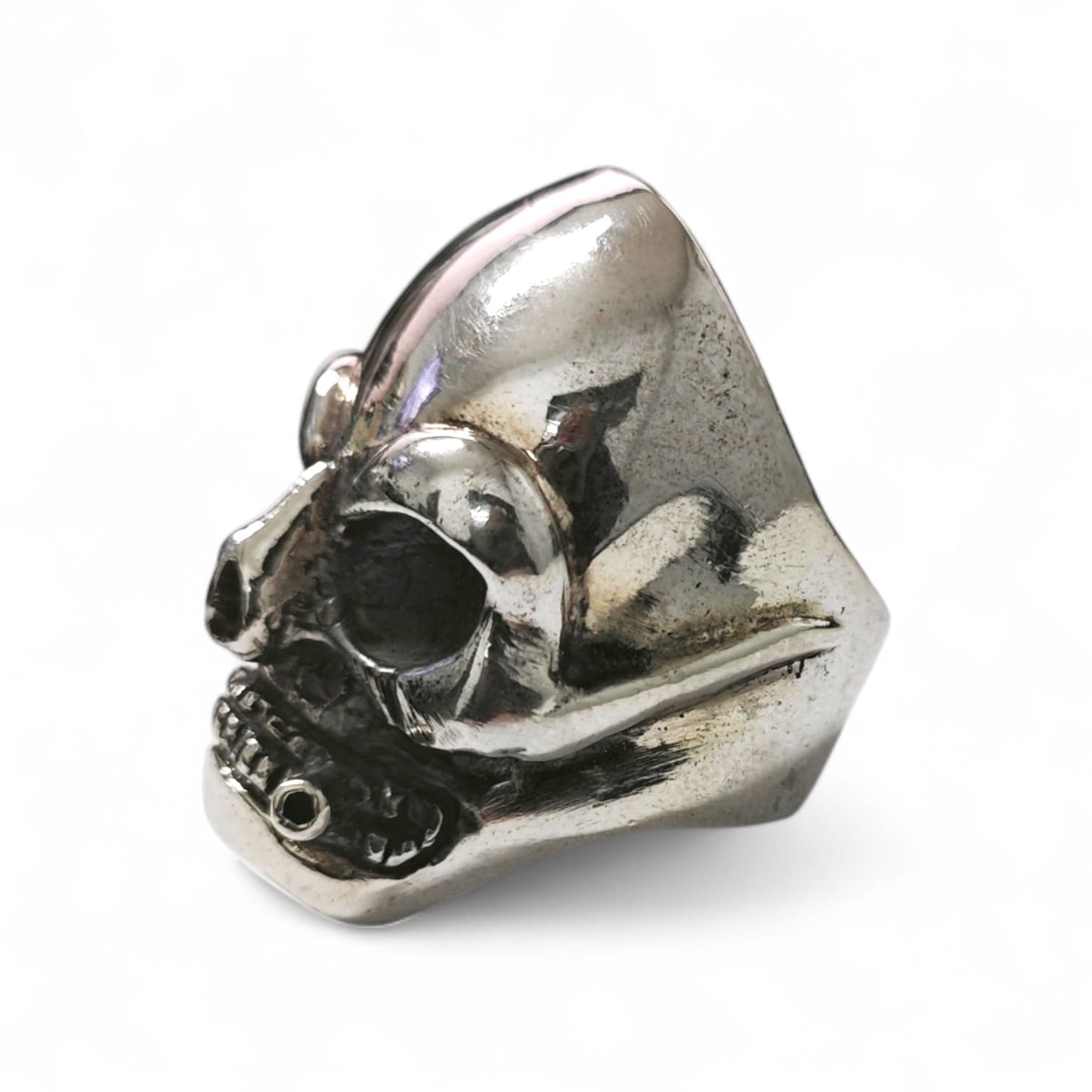 Anello Teschio con Sigaro in Argento 925 mis 19