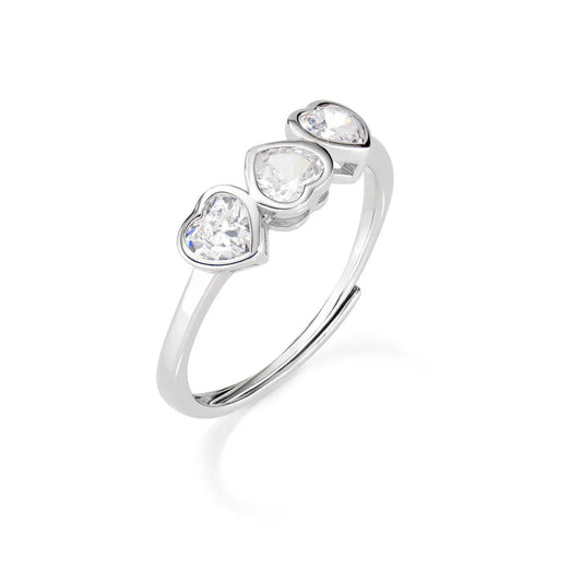 Anello Regolabile Tre Cuori Bianchi Ref. AN3CUBBZ2