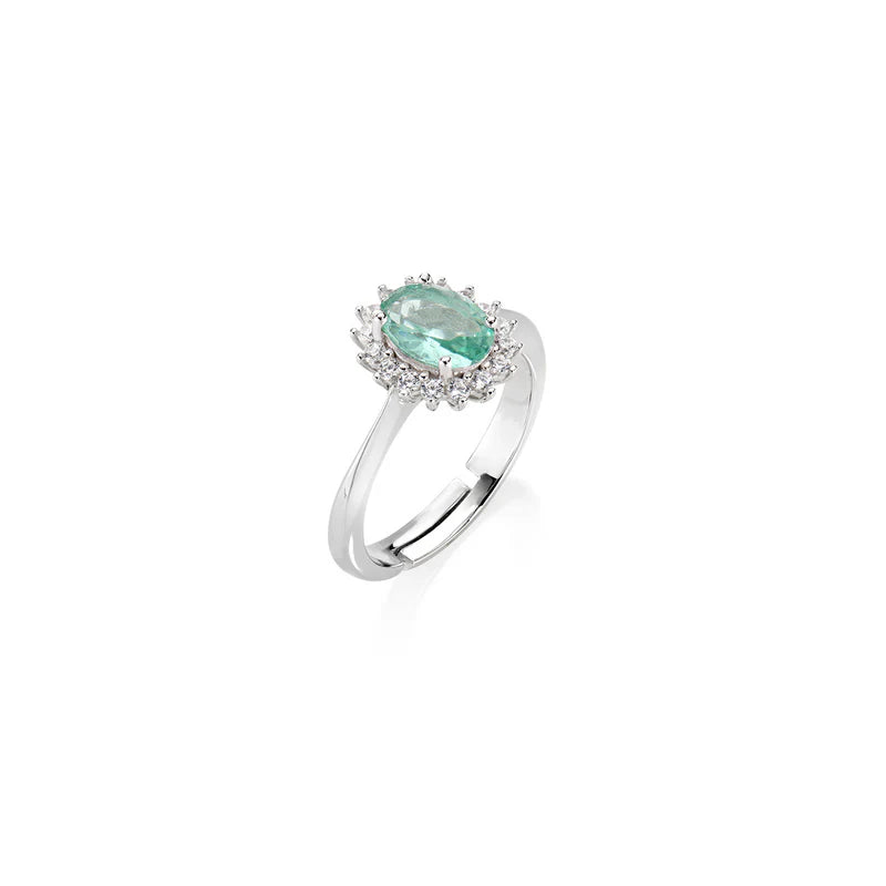 Anello Mini Royal Lady con Zircone Verde Acqua Ref. ANLDPBBVA3