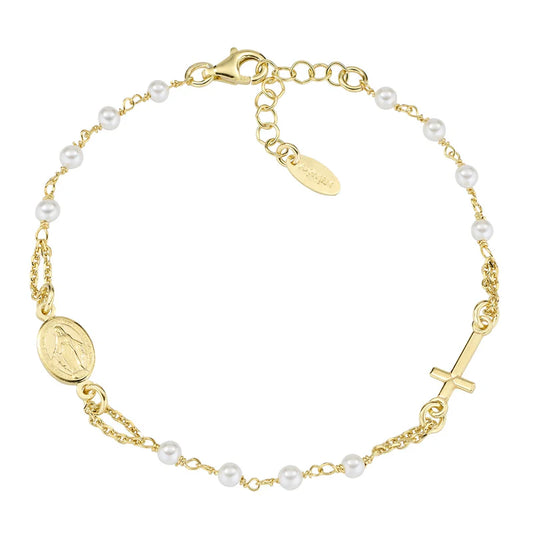 Bracciale Rosario Dorato con Perle di Cristallo Ref. BROGPSW3