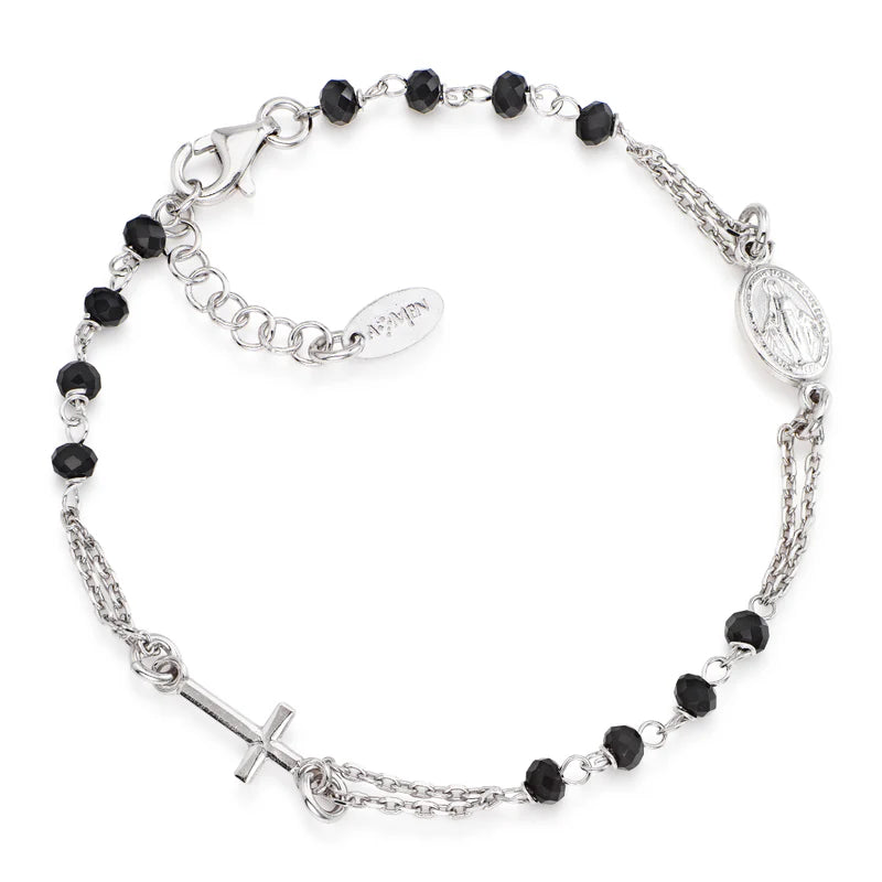 Bracciale Rosario con Cristalli Neri Ref. BROBN3