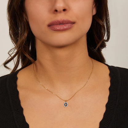 Collana mini Medaglia Miracolosa smaltata Blu Ref. CLMISMGBL