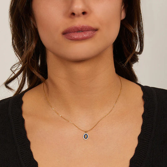 Collana mini Medaglia Miracolosa smaltata Blu Ref. CLMISMGBL