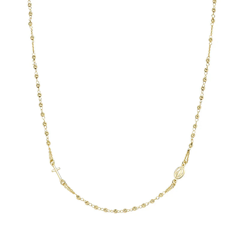 Rosario Girocollo Dorato con Grani Diamantati Ref. CROGD3