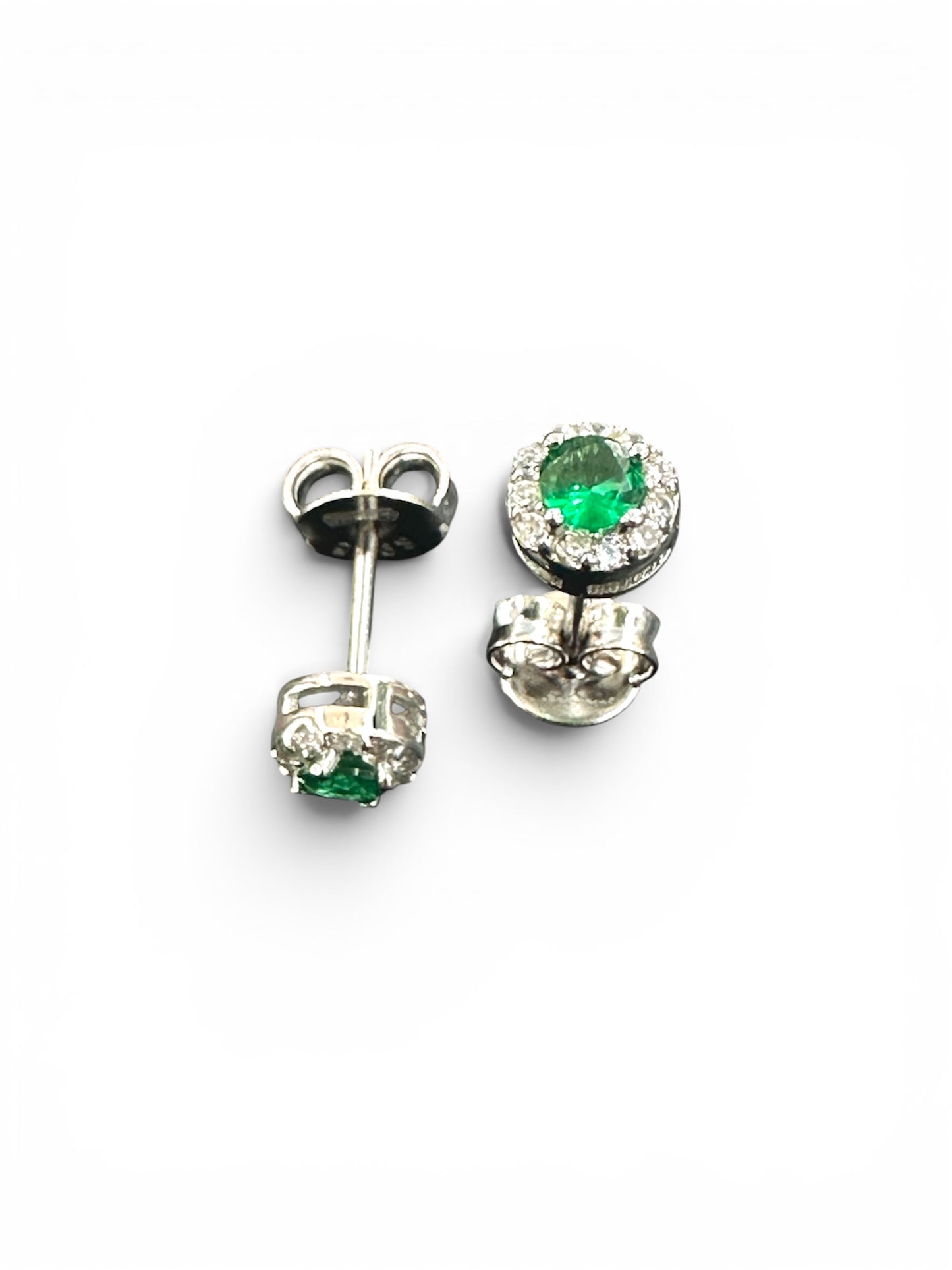 Orecchini Cestello Verde in Argento 925 con Zirconi