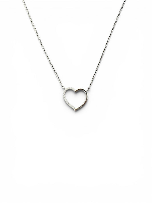 Collana Cuore Minimal in Argento 925 con Zirconi