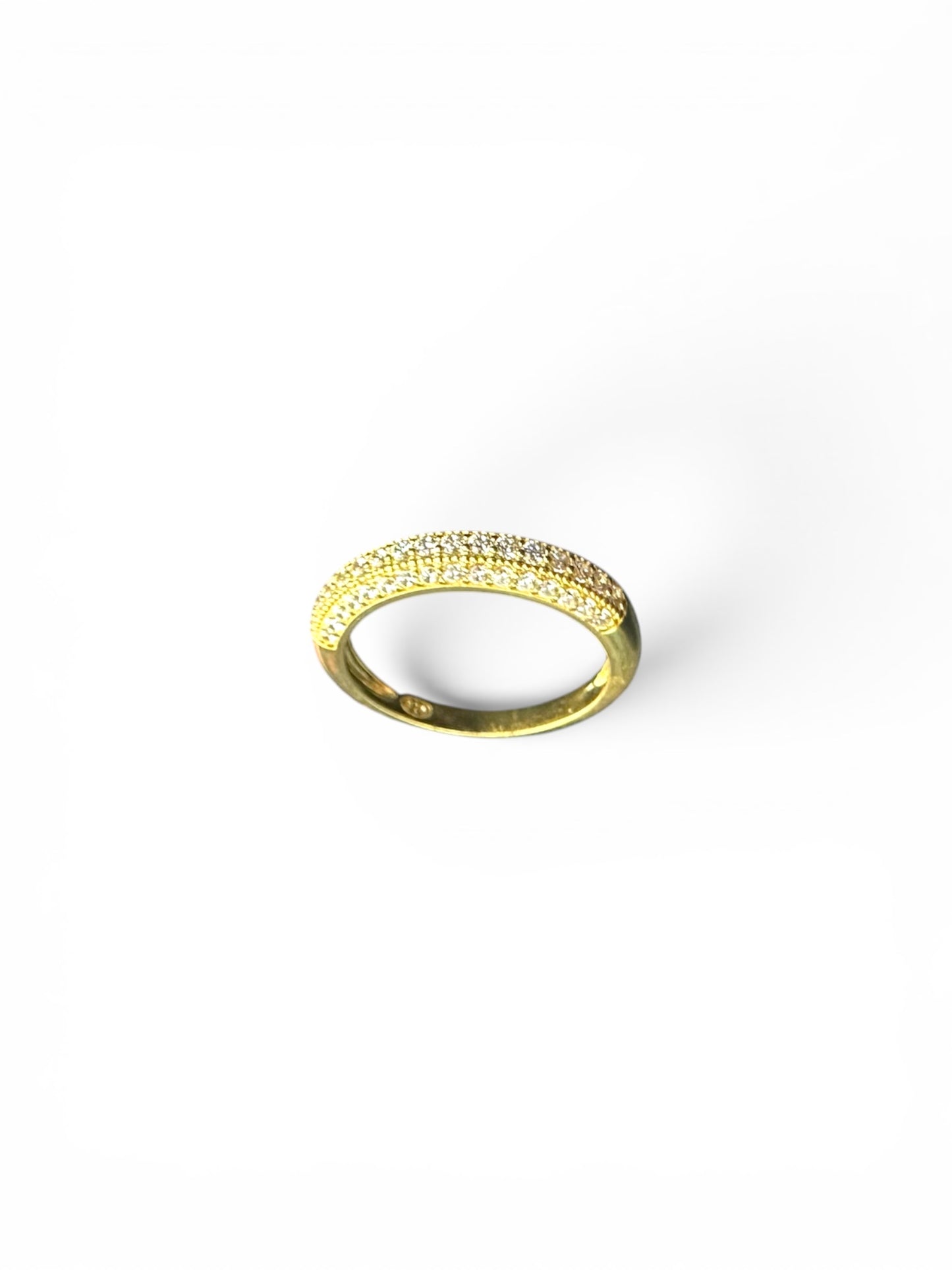 Anello Fascia Dorato in Argento 925 con Pavé di Zirconi