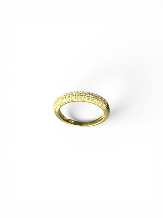 Anello Fascia Dorato in Argento 925 con Pavé di Zirconi