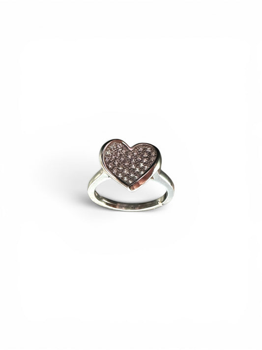 Anello Cuore in Argento 925 con Pavé di Zirconi
