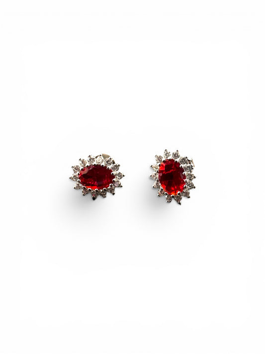 Orecchini Cestello Rossi con Zirconi in Argento 925