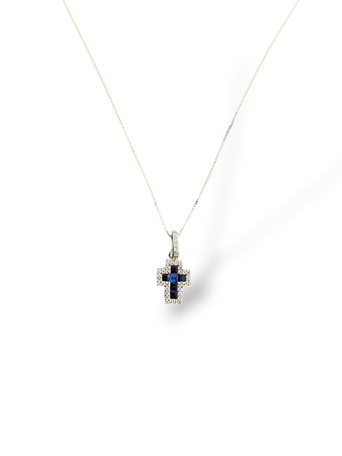 Collana Croce Luxury con Pietre Colorate e Zirconi in Argento 925