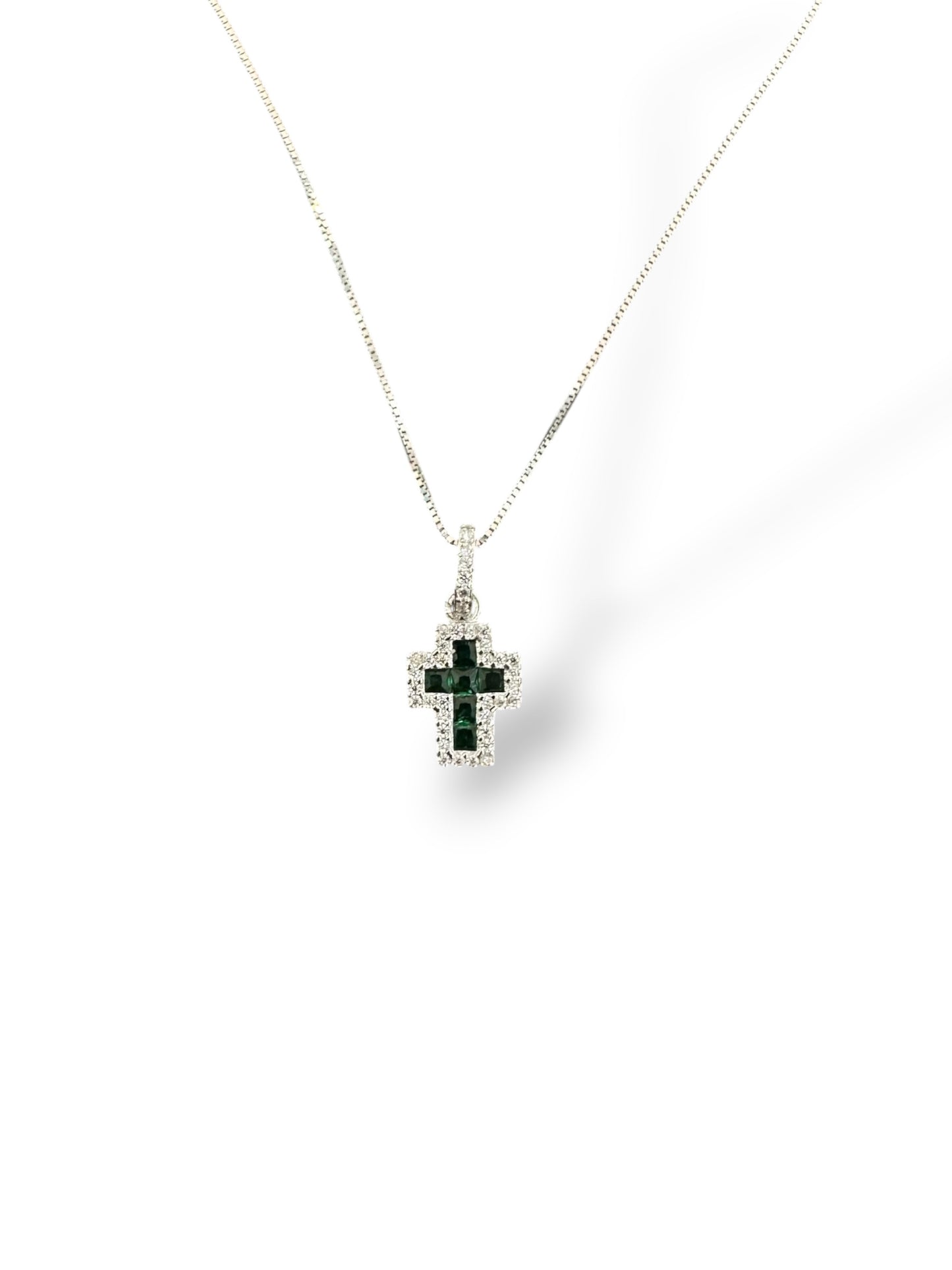 Collana Croce Luxury con Pietre Colorate e Zirconi in Argento 925