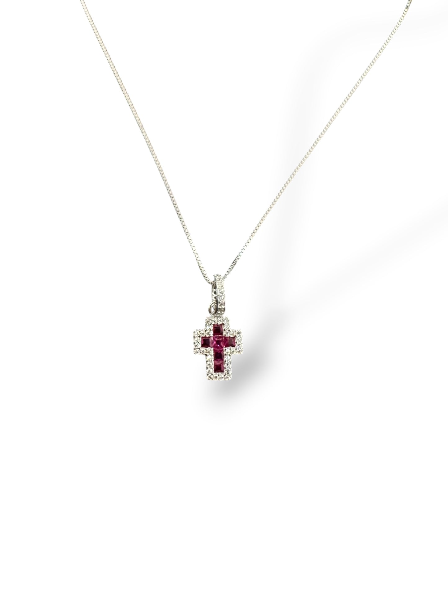 Collana Croce Luxury con Pietre Colorate e Zirconi in Argento 925