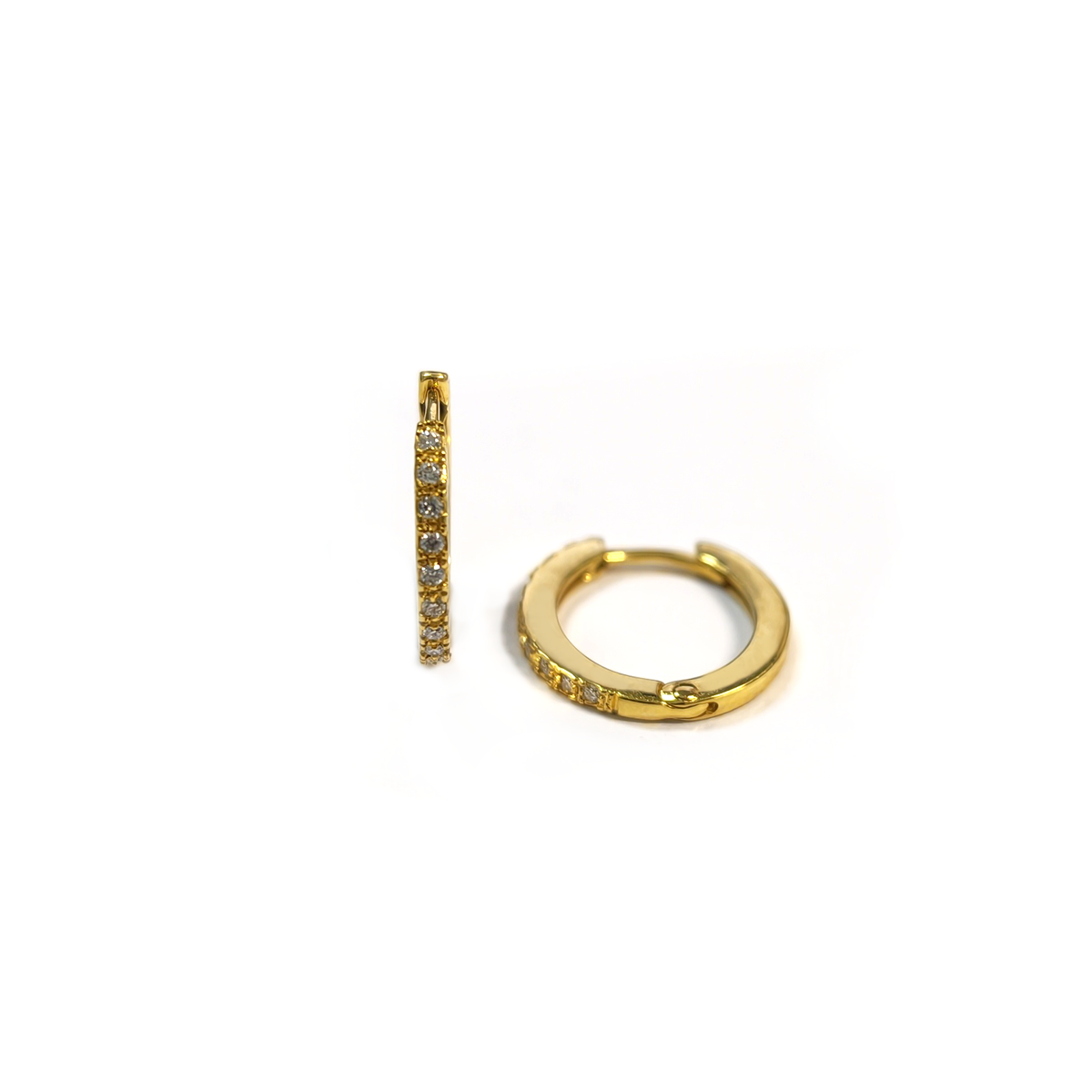 Orecchini Cerchio in Oro Giallo con Diamanti CT 0.12