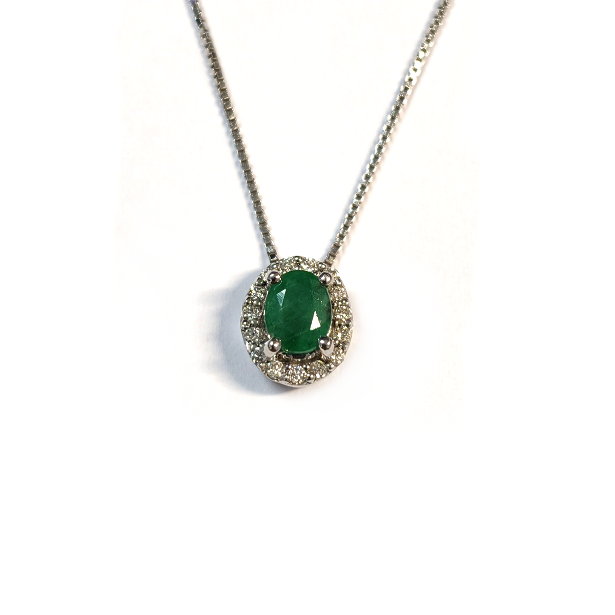 Pendente con Smeraldo CT 0.33 e Diamanti CT 0.08